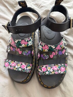 Dr. Martens Black Floral Strap Sandals
